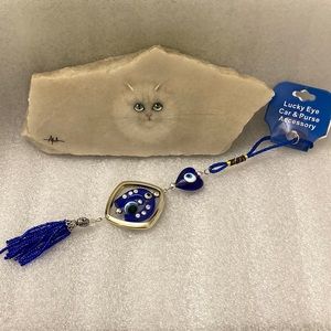 ❤️ 2/$25* ❤️ NWOT - Lucky Eye Car/Purse Heart Horseshoe Hanging Tassel Amulet